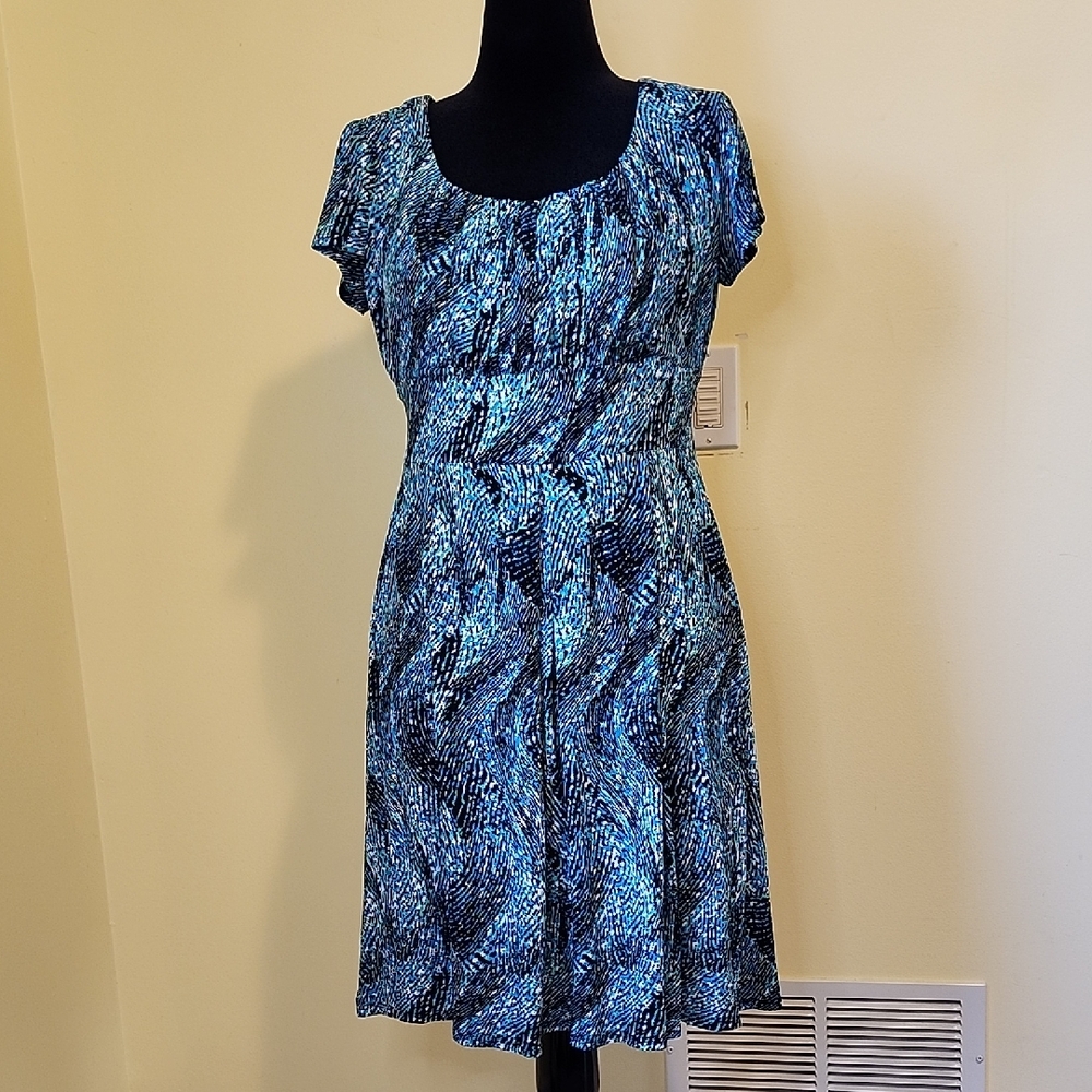 Fashion Bug 90s Dress A-Line Blue Stretch Medium